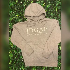 Women’s Medium IDGAF University Gray Hoodie